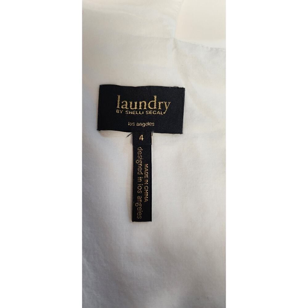 Laundry White V-Neck Low Back Eyelet Fit & Flare Knee Length Dress Size 4 - Picture 7 of 8